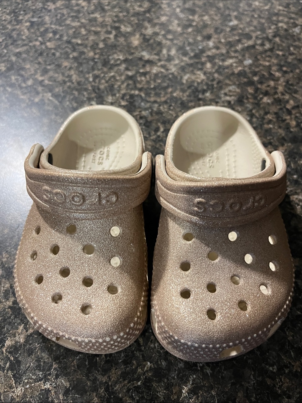 CROCS Kids Sparkle Bronze/Taupe Clog Sandals